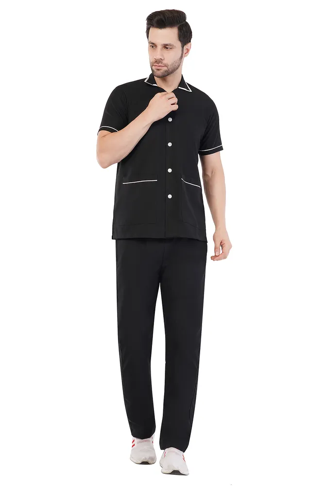 Mens Staff Uniform Apron Collar